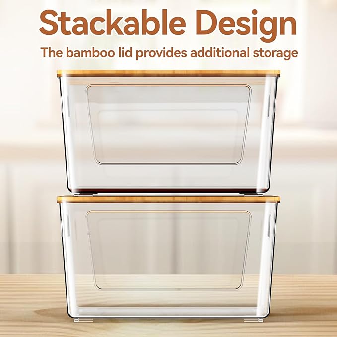 4 Pack Trash Bag Holder with Bamboo Lid, Stackable Trashbag Dispenser