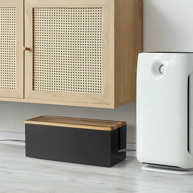 Large Wood Cable Management Box, Cable Organizer Box