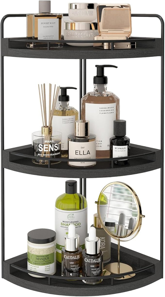 Corner Bathroom Counter Organizer, 3 Tier Rustic Bathroom Organizer