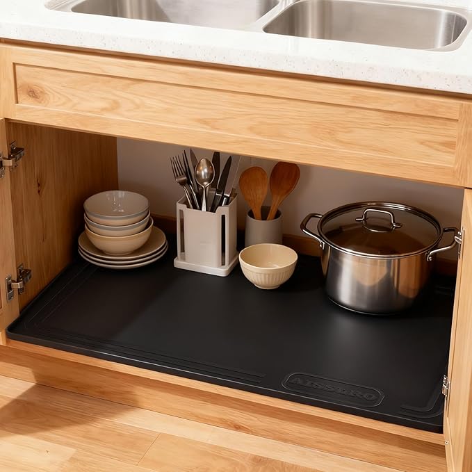 Aisslro Under Sink Mat 22" X 19", Black