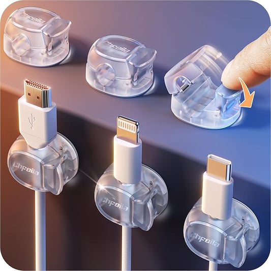 Cable Clips, Chfeila 6Pack Dual Spring Cord Organizer with Clasp Lock