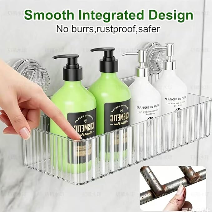 Adhesive Shower Caddy Suction Cup Shower Shelves for Inside Shower No Drilling Bathroom Organizers and Storage Corner Wall Shelf Rack Clear(clear,corner)