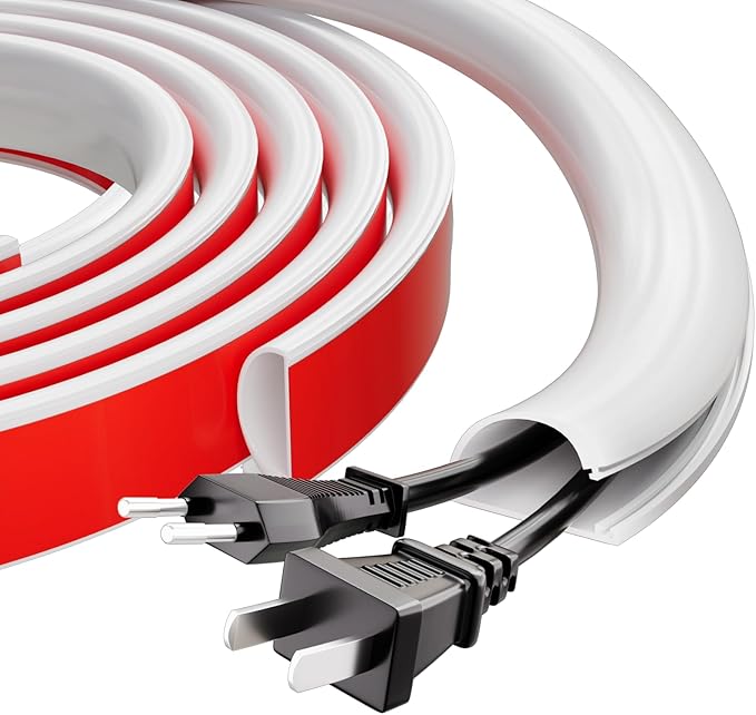 39" Silicone Cord Hider for Wall Mount TV,Large Self-Adhesive Cable Hider for 2-3 Cords,Cable Management Under Desk,Cord Organizer,Cable Raceway Home & Office Trim,Cord Concealer Channel,White