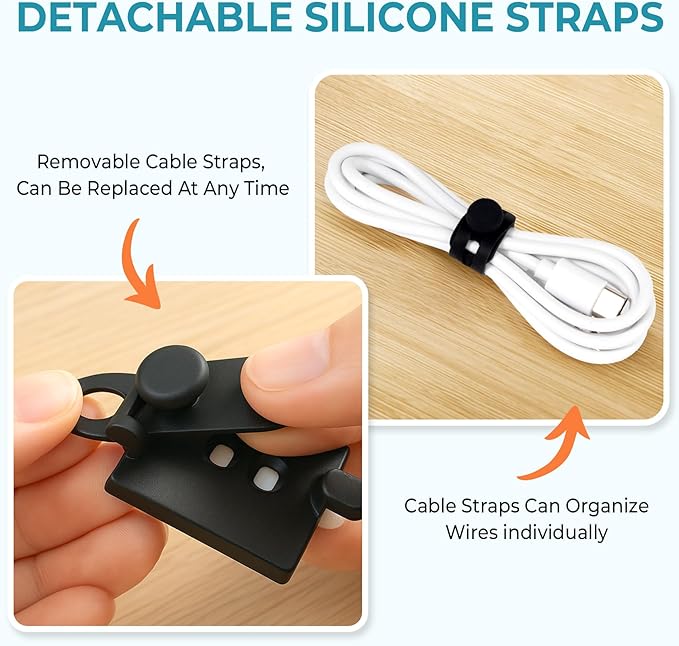 Cable Clips Management Kit, 15 Cable Holder With Silicone Cord Ties