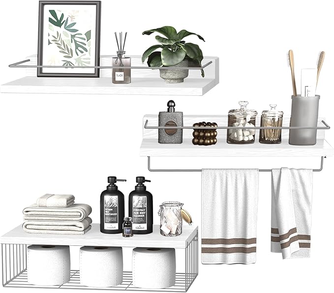 22.5 inches Bathroom Shelves Over Toilet for Wall, White and Grey