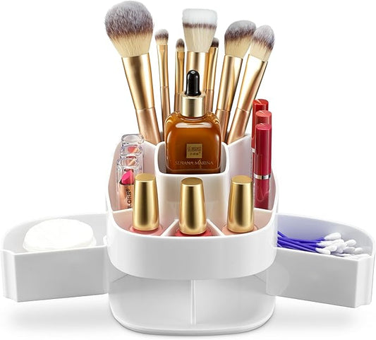 360° Rotating Makeup Organizer, Small Acrylic Cosmetic Storage Caddy