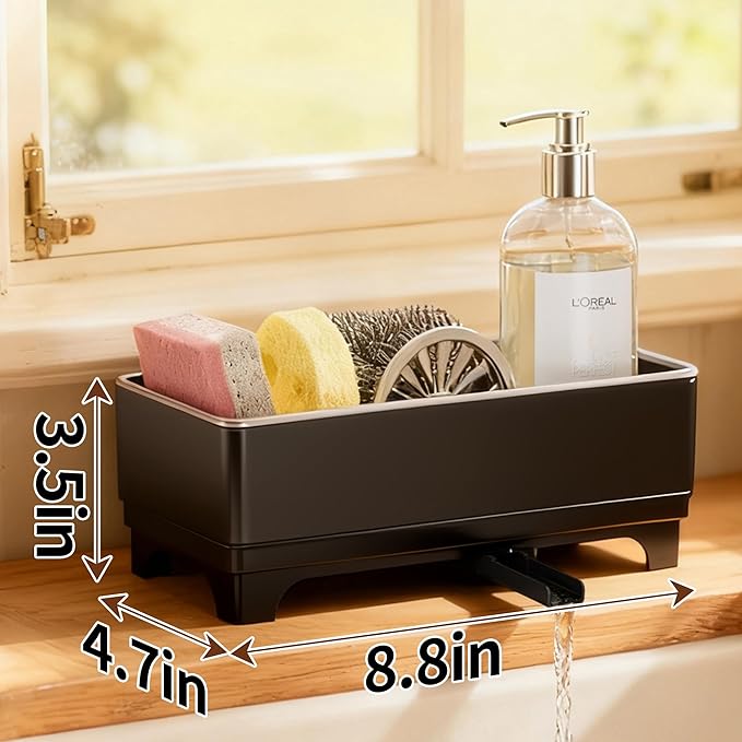 Sponge Holder for Kitchen Sink, Brushes & Dish Cloths Black