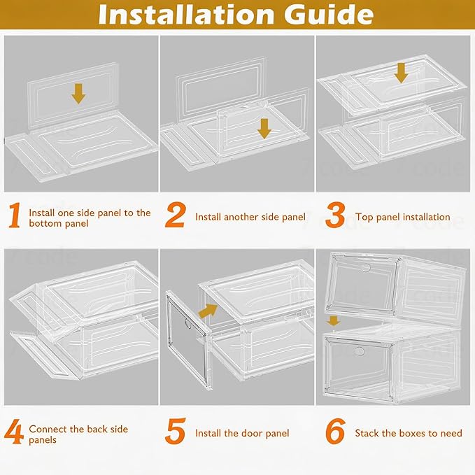 7 code Shoe Organizer, Clear Thickened Stackable Shoe Boxes with Magnetic Door