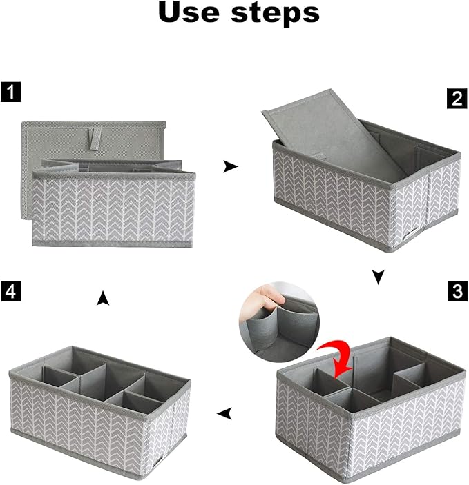 Cosmetic Storage Bins Makeup Organizer, Adjustable Multifunction Storage Box Desk Drawer Divider for Makeup Brushes, Bathroom Countertop or Dresser, Set of 3 (Grey)