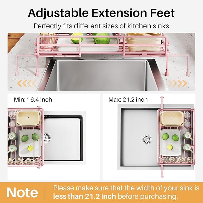 Dish Drying Rack, Extendable Dish Rack, Pink