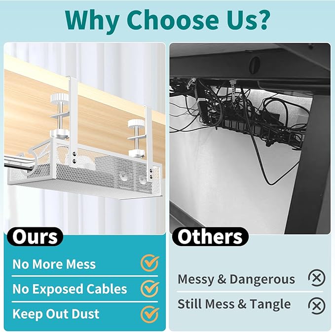 Under Desk Cable Management Tray White, Home