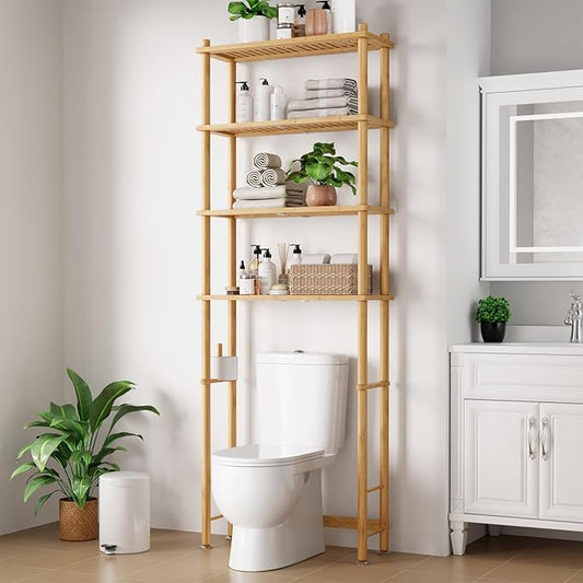 Over Toilet Storage Rack, Bamboo Over Toilet Bathroom Organizer Shelf