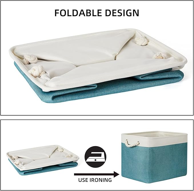 Bidtakay Foldable Storage Bins Set of 2 Tall Cloth Baskets 16" X 11.8" X 11.8"
