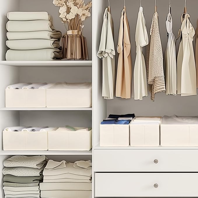 Drawer Organizer Clothes, 10 Pack Dresser Organizer for Baby Clothes, Beige