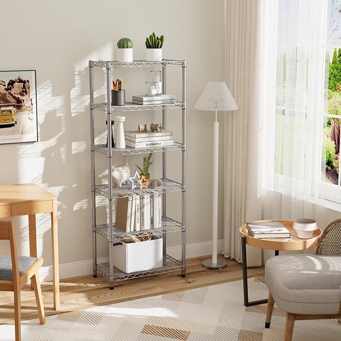 Golpart 5 tire Shelves Storage Wire Shelving Unit Metal Shelf Adjustable Organizers Storage Shelving for Bathroom Laundry Room Kitchen Pantry12”D x 22”W x 69”H Silver