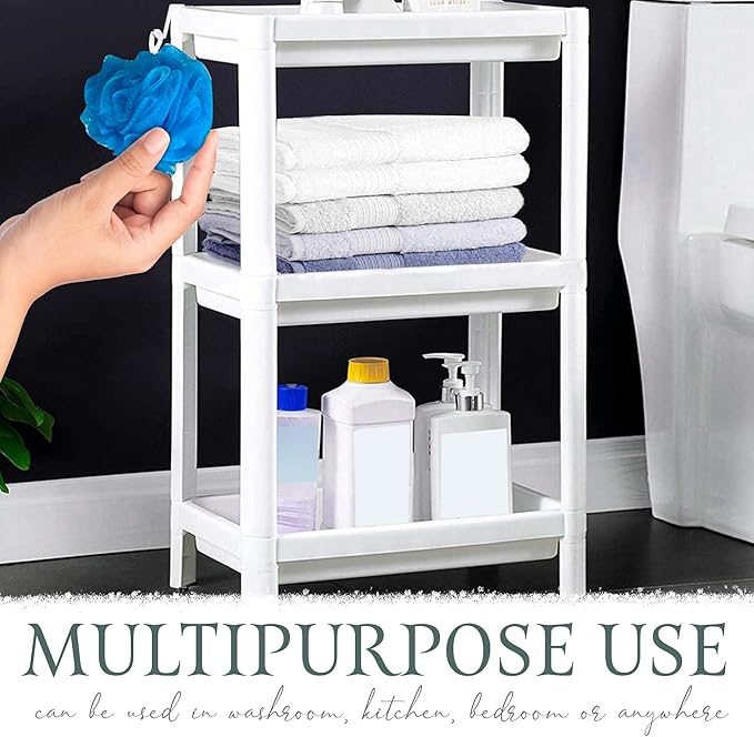 3 Tier Shower Caddy Plastic Organizer 9.1 x 14.2 x 27.6 in. Bathroom Caddy Rack Shelf with Sponge Set Utility Hangers Bathroom Cart Corner Organizer Bath Accesories Floor Standing Rustproof