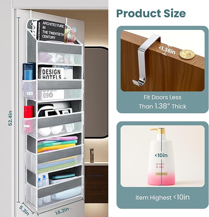 Sturdiness Over The Door Organizer, 5 Shelves & 8 Side Pockets