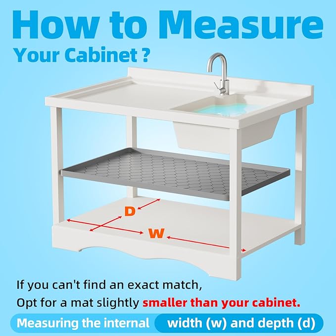Winisok Silicone Under Sink Mat 28" x 19", kitchen Essentials and Gadgets, Shelf liner and Cabinet Protector, Home Organizers and Storage, Waterproof Bathroom Tray