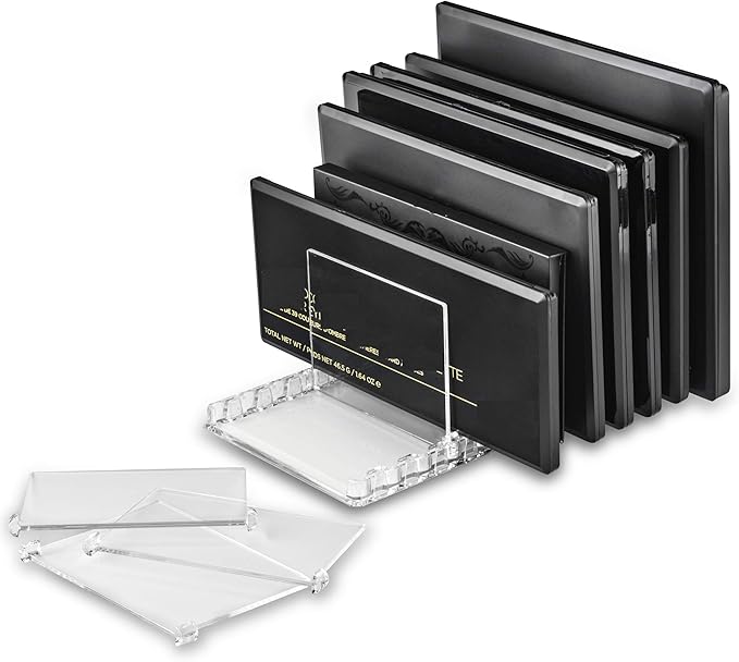 Acrylic Makeup Storage Eyeshadow Palette Organizer w/Removable Dividers 10 Space Display Case Fits Virtually All Blush Powder Pallet Sizes (2)