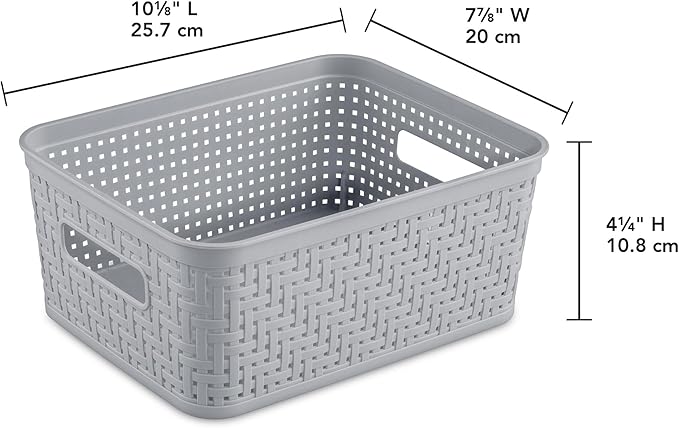 Sterilite 24 Pack Plastic Storage Bin Organization Containers, Small Baskets, Cement