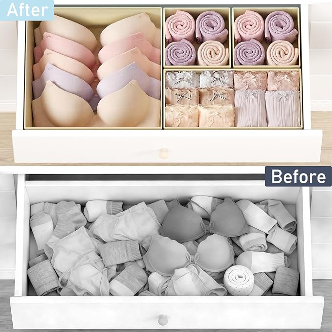 DIMJ Drawer Organizer Clothes Storage - 21 Pack Baby Dresser Organizer for Nursery Closet Organization, Fabric Drawer Organizer Bins for Underwears Socks Bras, Foldable Storage Dividers for Bedroom
