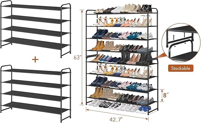 4 Tier Long Shoe Rack for Closet Floor