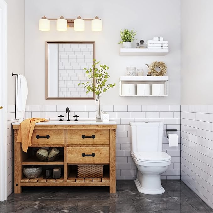 White Bathroom Shelves Over Toilet