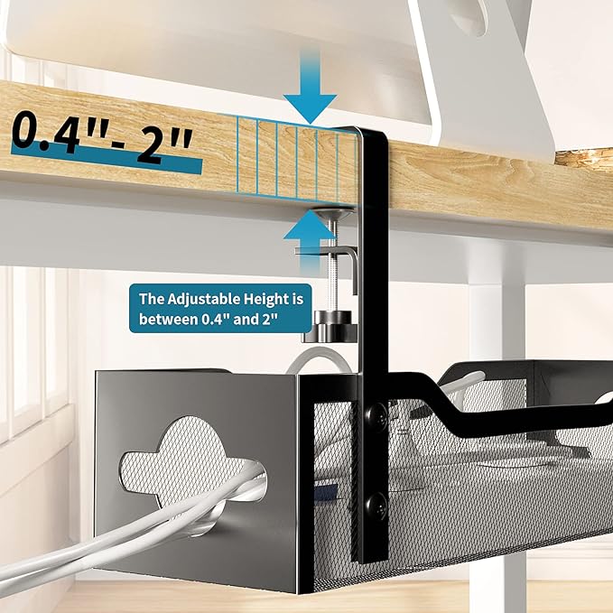 Under Desk Cable Management Tray 2 Pack, No Drill