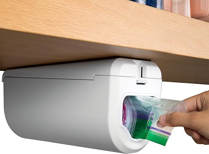 ELYPRO Dispenser for Bags size Quart, Sandwich, and Snack Bags | Under-Cabinet or Shelf Mount | Easy Front-Access Bag Dispensing | Kitchen Organization and Storage Solution