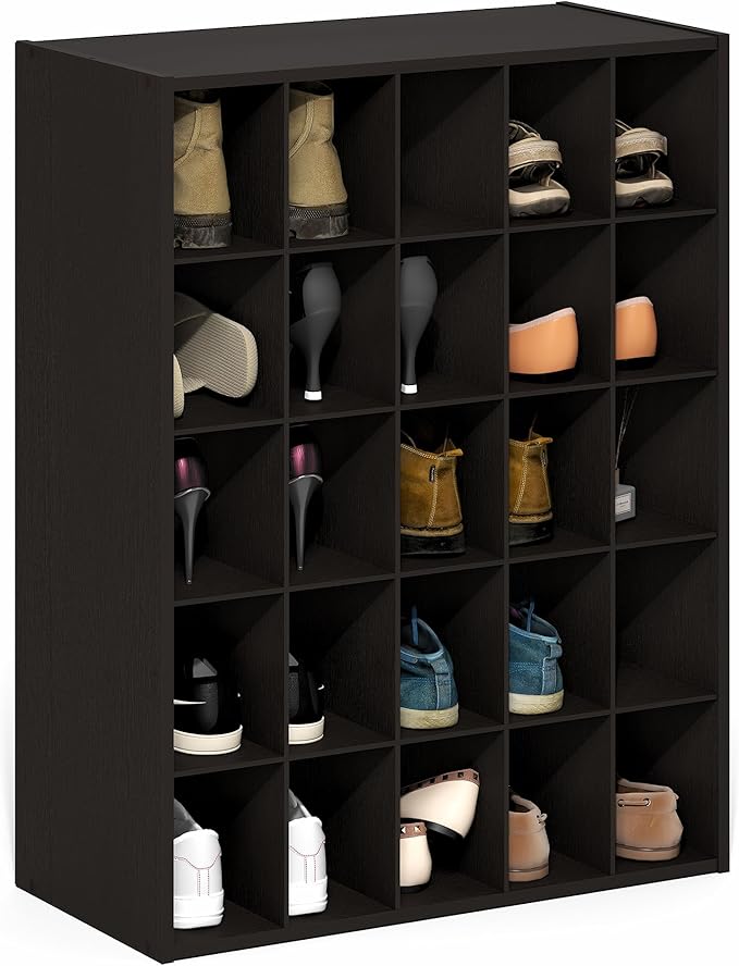 Furinno FANO Shoe Rack, 25-Cube Shoe Organizer, Stackable Shoe Storage
