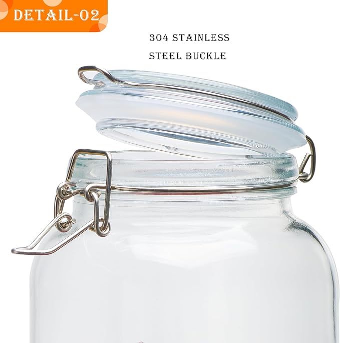 78oz Glass Food Storage Jars with Airtight Clamp Lids, Cookies