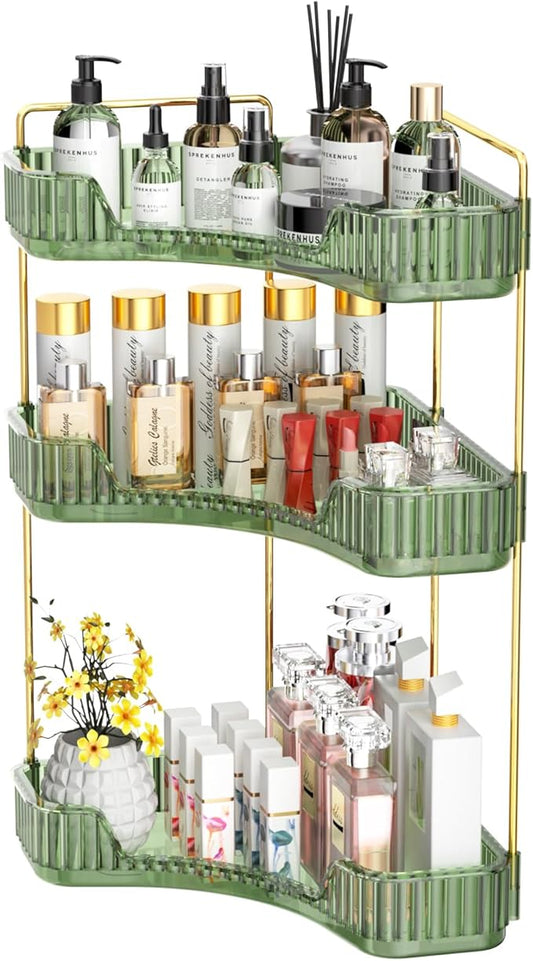 3-Tier Corner Bathroom Counter Organizer, Green