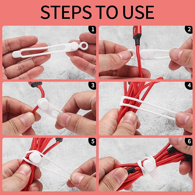 50 Pcs Silicone Cable Ties, Reusable Cable Straps Wire Organizer