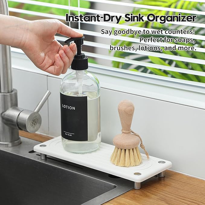 Water Absorbing Stone Sink Caddy, Diatomite Kitchen Sink Organizer