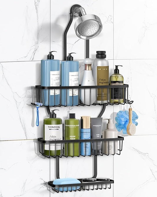 Shower Caddy Hanging, Never Rust Shower Hanging Organizer, Black