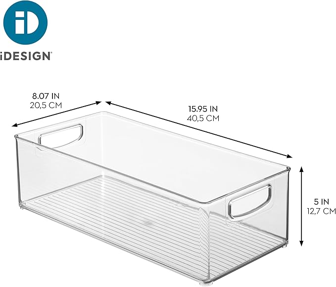 iDesign Stackable Storage Bin - Organizer Bin for Kitchen and Pantry, Set of 4, Clear, Made in USA