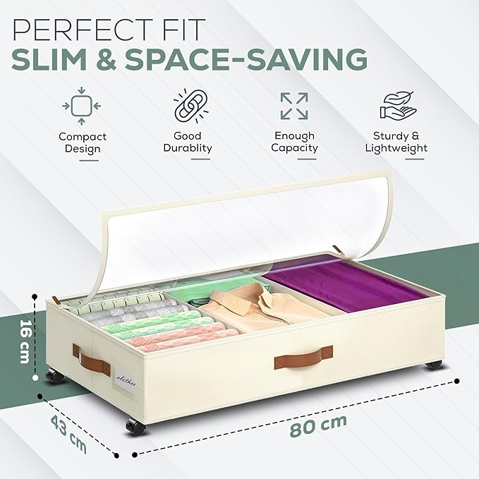 Underbed Storage with Wheels, 2 Pack (36L Each)