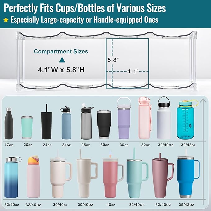 Design for Stanley 40 OZ & Large Bottles & Tumblers with Handle, 2 Tier Hold 8