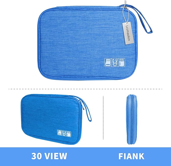 Lcsmaokin Electronics Travel Organizer,Portable Waterproof Electronic Travel Storage Bag for Small Charging Cord Storage,Charger,Small Electronics,SD Card etc,for Travel,Business - Sky Blue