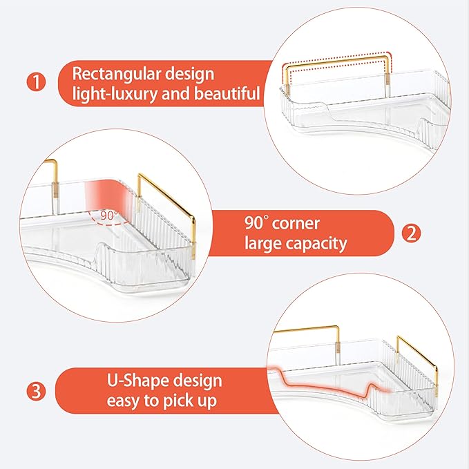 Corner Bathroom Counter Organizer Bathroom Countertop Shelf Makeup Organizer for Vanity Perfume Tray for Corner Storage (3 Tiers, White)