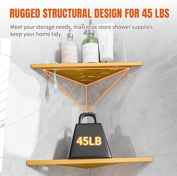 Shower Corner Shelf with Razor Hole, Modern Style Shower Caddy