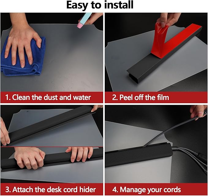 Under Desk Cable Management, 15.7 in Computer Cable Management Black