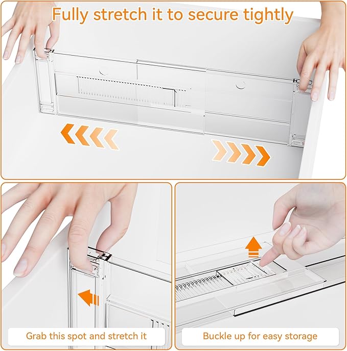 12 Pack Clear Acrylic Drawer Divider 6 Inch High, Expandable from 14-20''