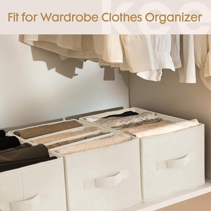 6 Pack Large Clothes Organizer, Beige