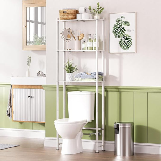 Over The Toilet Storage Bamboo, Bathroom Over Toilet Organizer Rack, White