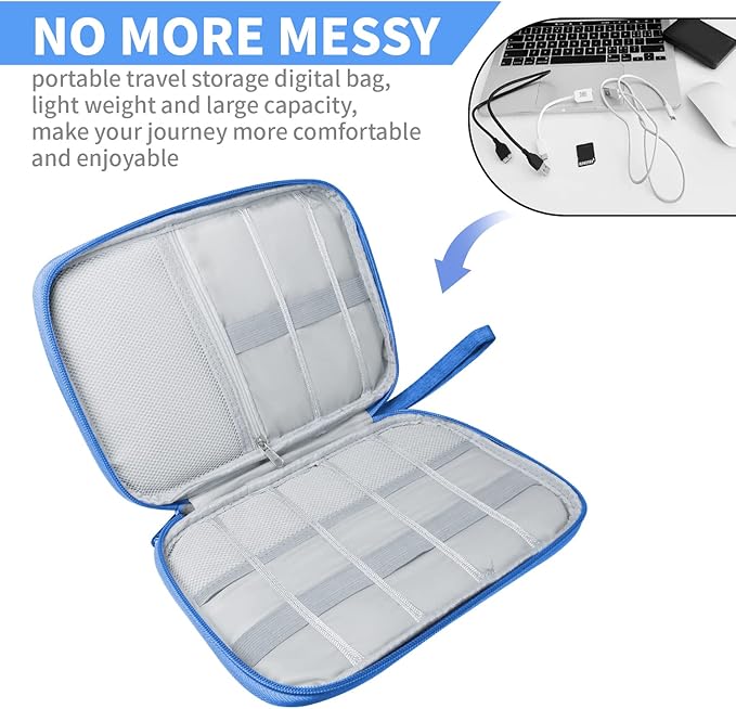 Lcsmaokin Electronics Travel Organizer,Portable Waterproof Electronic Travel Storage Bag for Small Charging Cord Storage,Charger,Small Electronics,SD Card etc,for Travel,Business - Sky Blue
