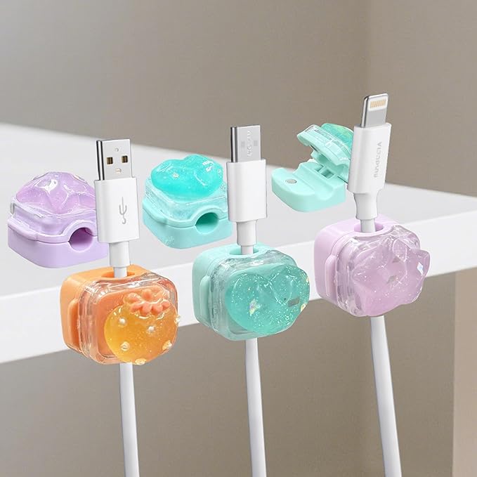 9Pack Magnetic Cable Clips for Nightstand, Strawberry Star Heart
