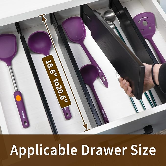 Bamboo Drawer Dividers Large, Black