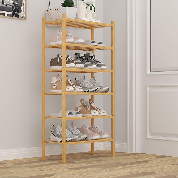 CRAFT 6-Tier Bamboo Small Shoe Rack, Natural