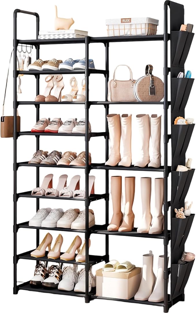 Shoe Rack Organizer with Hook and Side Pocket